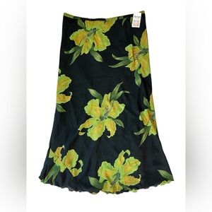 VINTAGE 90S ZERO ZERO BLACK FLORAL MAXI SKIRT WOMENS XL VACATION